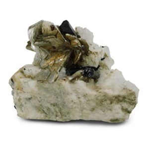 Mica, Toermalijn, Topaas op Calciet, nr. 258