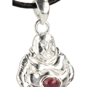Robijn hanger in zilveren boeddha