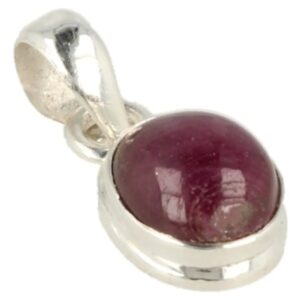 Robijn hanger zilver ovaal