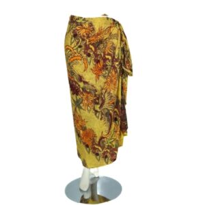 Sarong - 610 - bloemen - oker geel van Om Namaste - Pareo Saunadoek Wikkeljurk