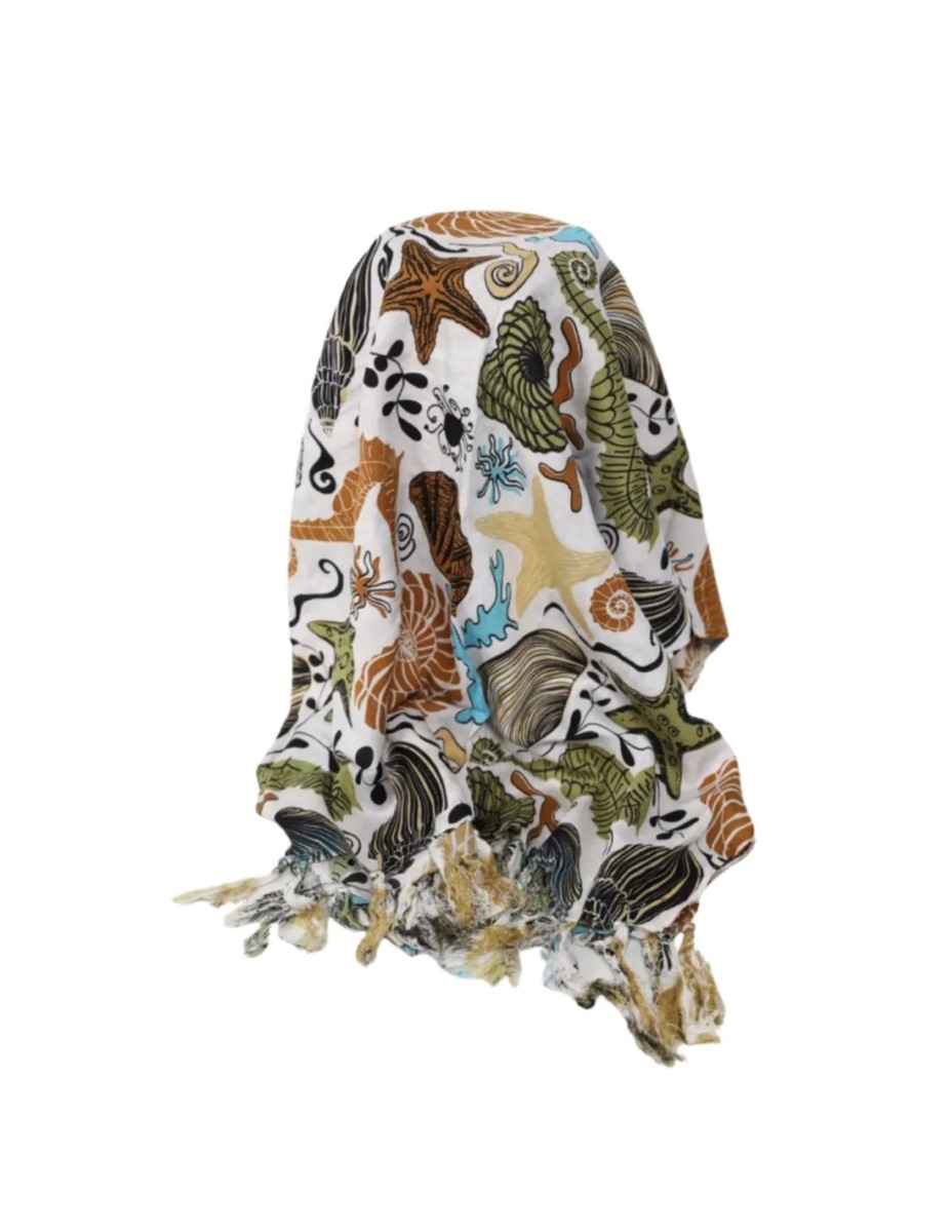 Sarong - 507 - zeedieren - wit van Om Namaste - Pareo Saunadoek Wikkeljurk - Afbeelding 2