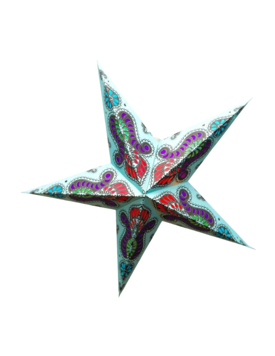 Kerstster nr. 58 - Blauwe ster "Blue dragon" - Papieren Kerststerren - Kerstdecoratie - Ø 60 cm - zonder verlichtingsset