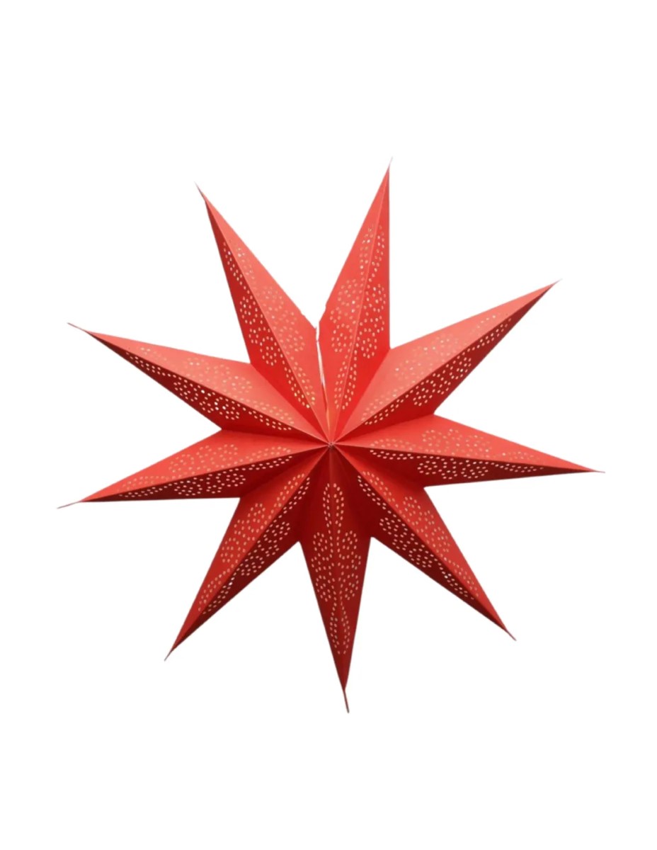 Kerstster met verlichtingsset nr. 57 - Rood - 9 punten - Kerstverlichting - Kerstdecoratie - Ø 60 cm
