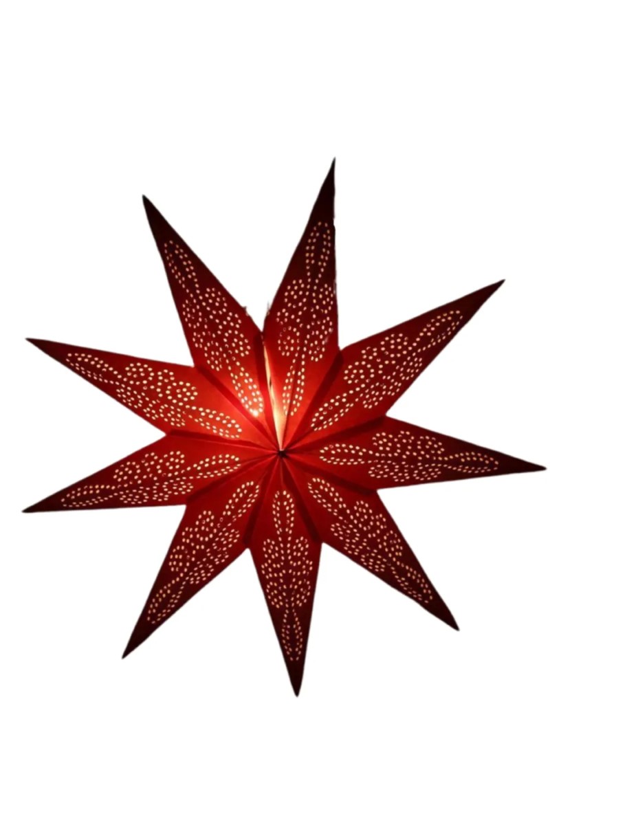 Kerstster met verlichtingsset nr. 57 - Rood - 9 punten - Kerstverlichting - Kerstdecoratie - Ø 60 cm - Afbeelding 2