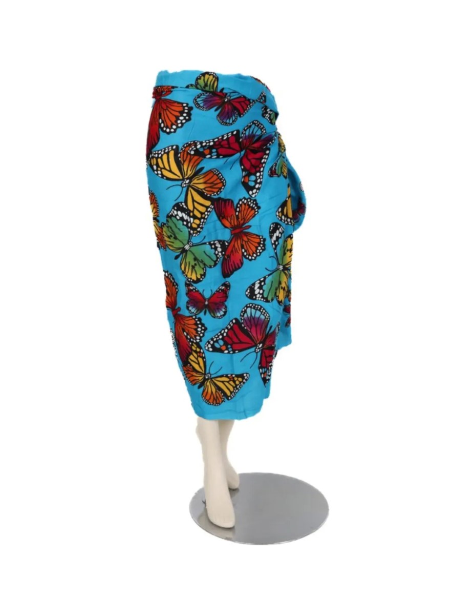 Sarong - 403 - vlinders - turquoise van Om Namaste - Pareo Saunadoek Wikkeljurk - Afbeelding 2