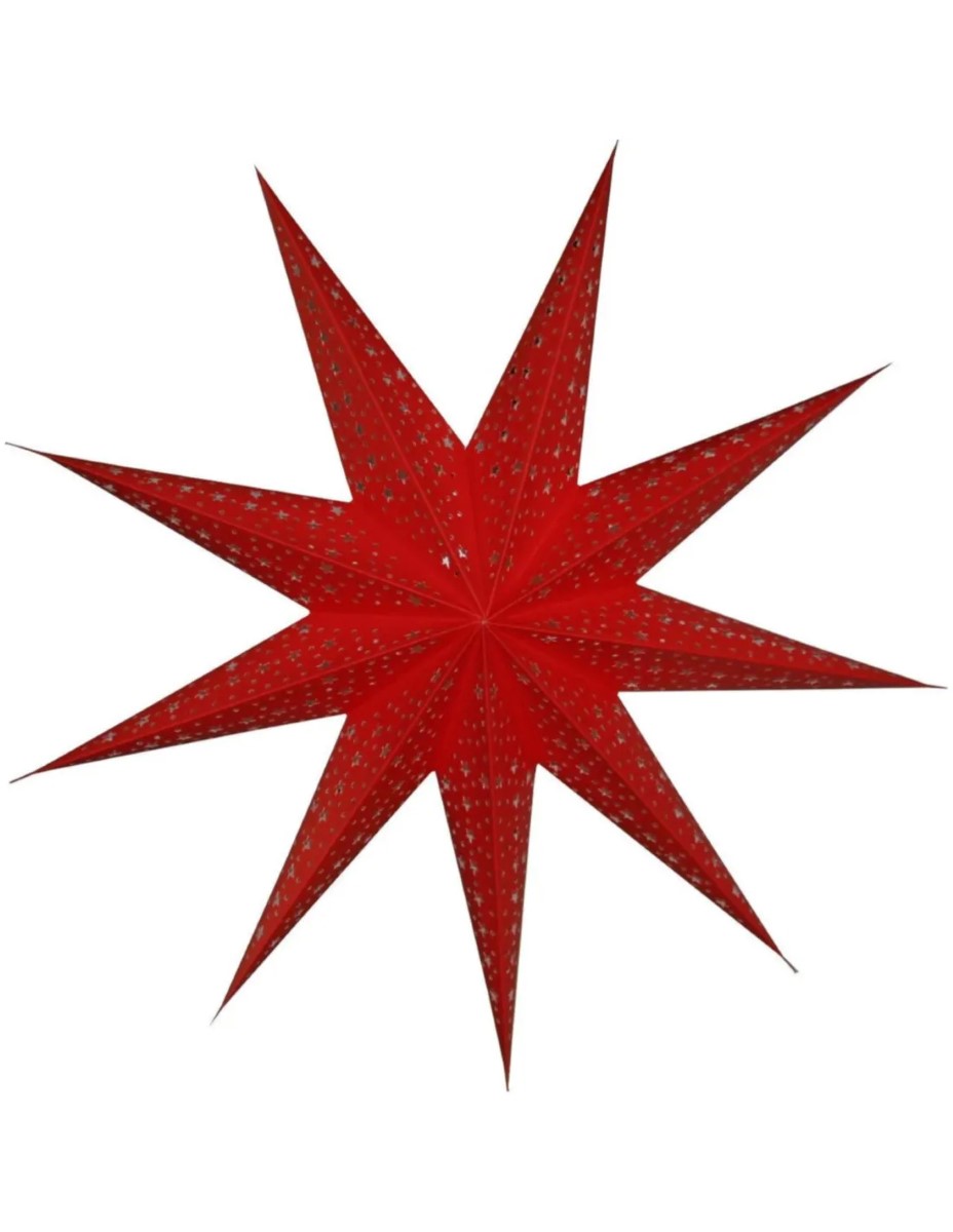 Kerstster nr. 37 Rode ster "stars" met 9 punten (zonder verlichtingsset) - Afbeelding 2