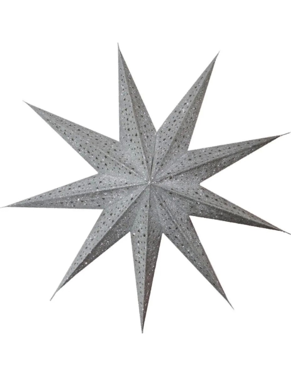 Kerstster met verlichtingsset nr. 40 Zilveren ster "glitter" - Kerstverlichting - Kerstdecoratie - Ø 60 cm