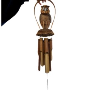 Bamboe windgong met uil