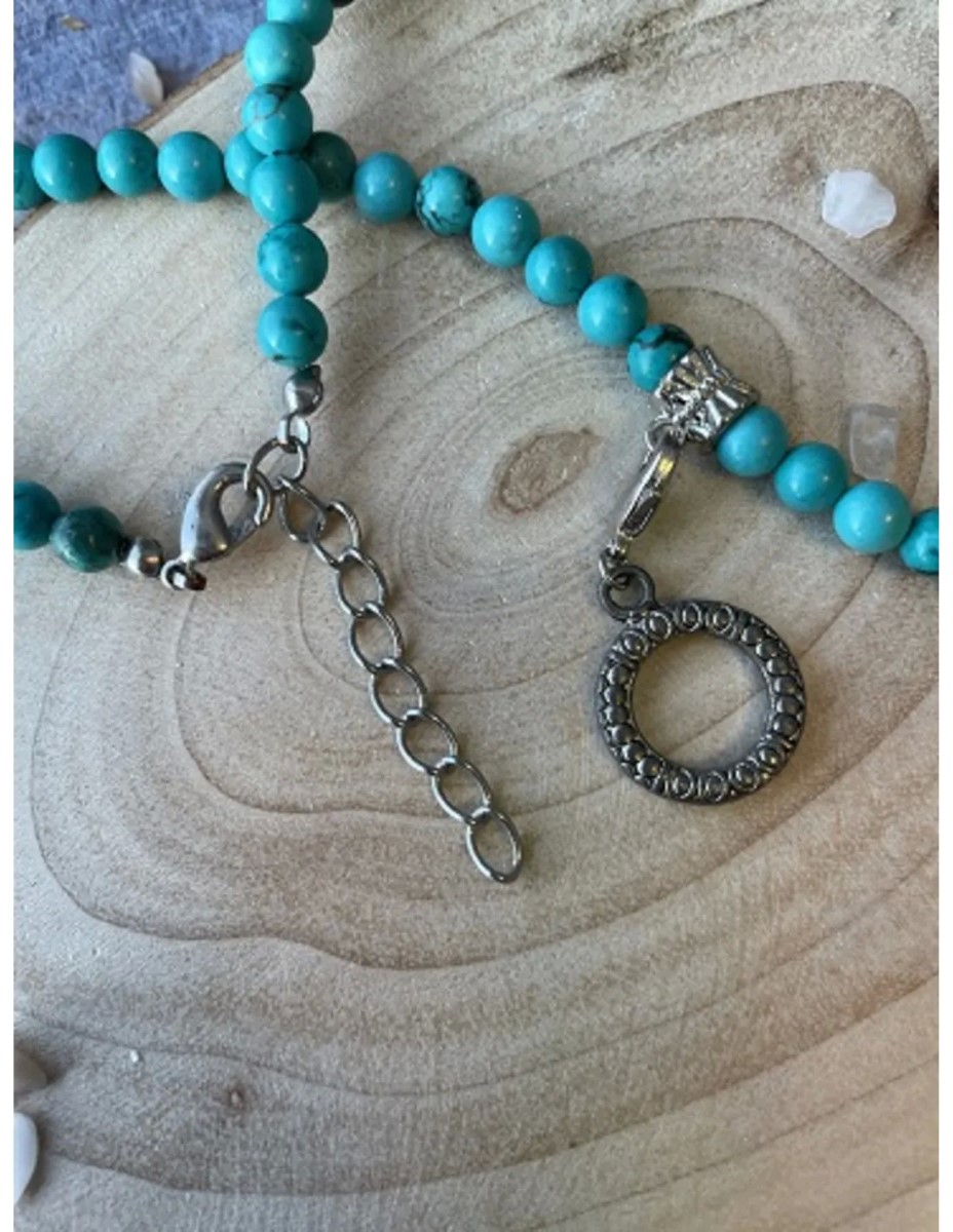Fashion ketting Howliet blauw 6mm kralen (bijgekleurd) - Afbeelding 2