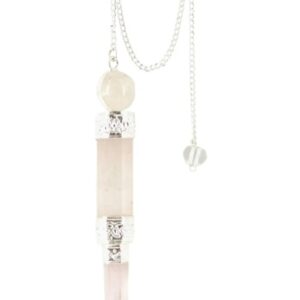 Roze kwarts luxe pendel verzilverd