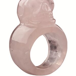 Roze kwarts schedel ring