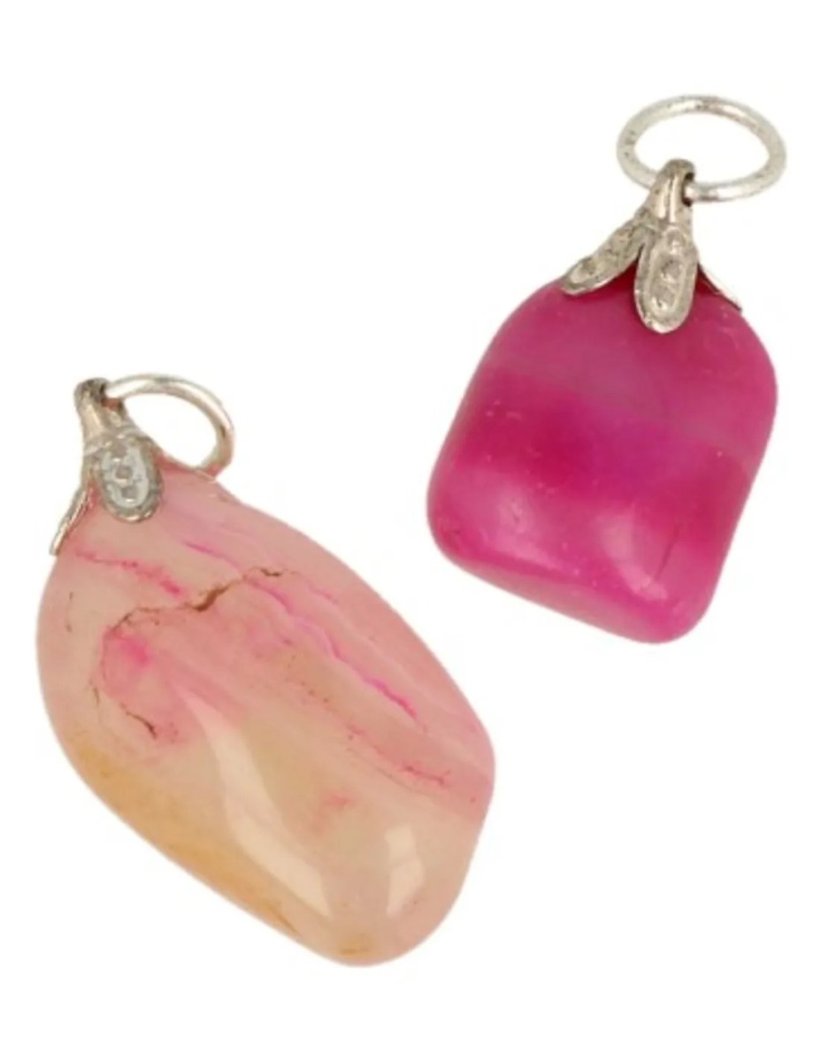 Agaat (gekleurd) roze edelsteen hanger - Afbeelding 4