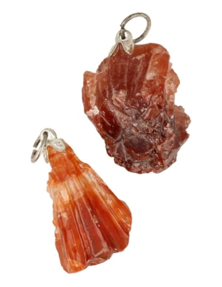 Calciet rood ruw edelsteen hanger - Afbeelding 4