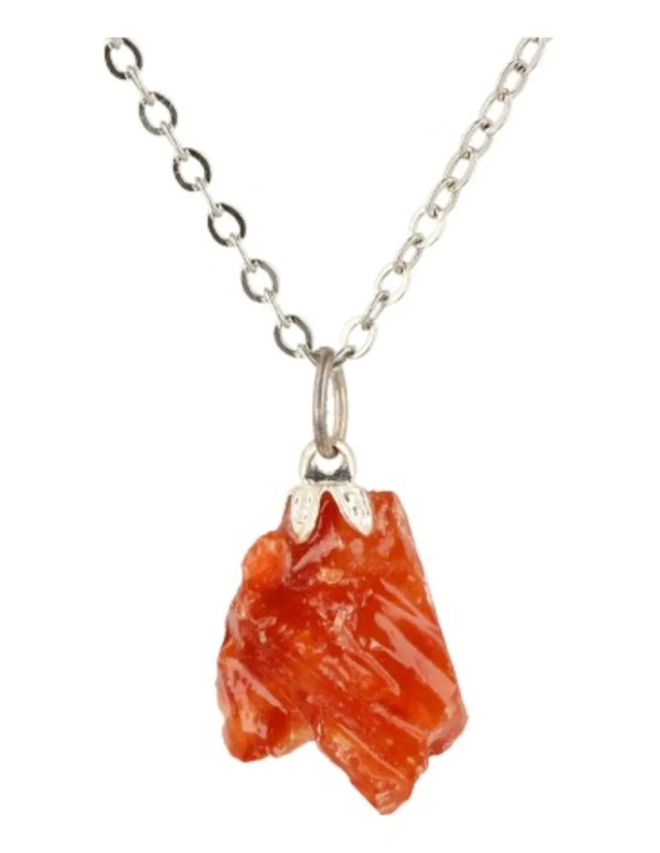 Calciet rood ruw edelsteen hanger - Afbeelding 3