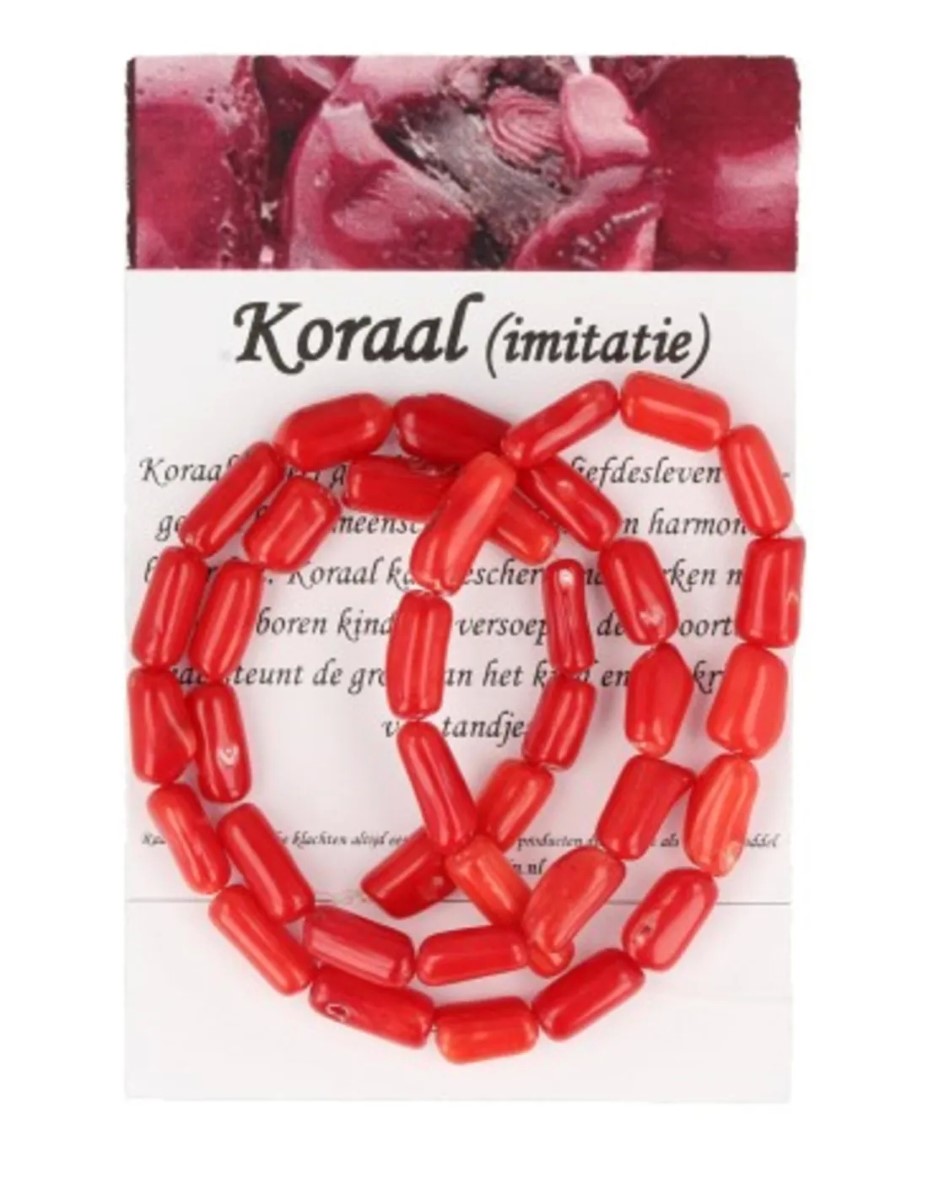 Koraal gladde staafjes kralen streng (imitatie)