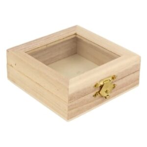 Verpakkingsdoosje / kistje hout met raam 90x90 mm