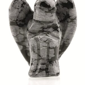 Staande engel 20 mm Obsidiaan sneeuwvlok