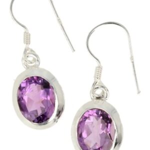 Amethist zilveren oorbellen facet ovaal