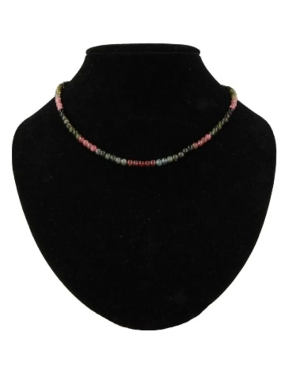 Toermalijn watermeloen collier rond 4mm