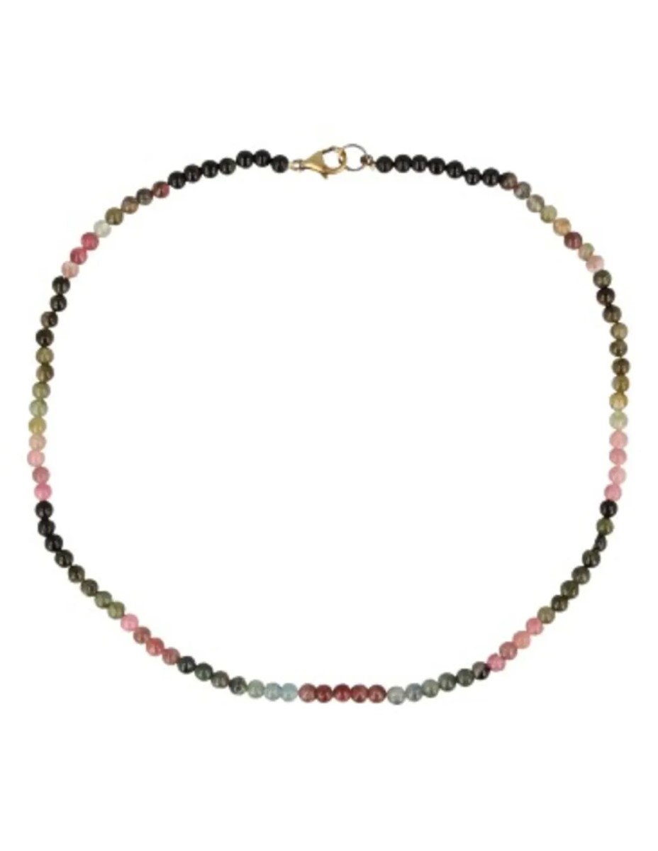 Toermalijn watermeloen collier rond 4mm - Afbeelding 6