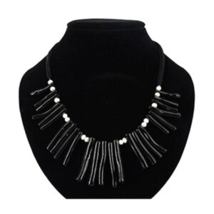 Koraal zwart ketting (imitatie) met parels