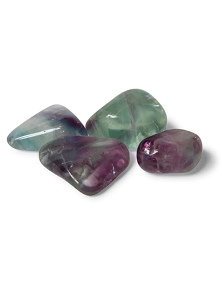 Fluoriet regenboog 100 gr. trommelstenen (mt3)