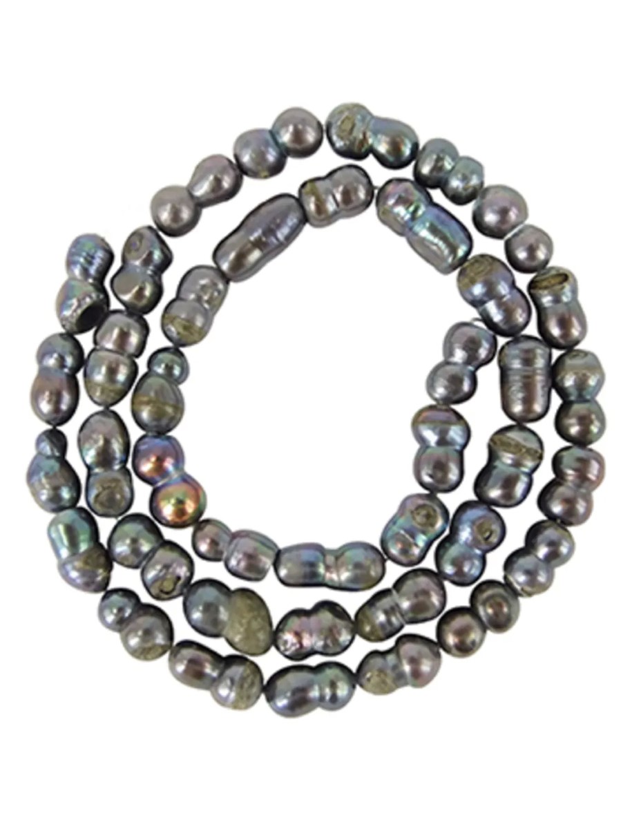 Parel grijs kralen streng dubbel 6 mm (bijgekleurd) - Afbeelding 2