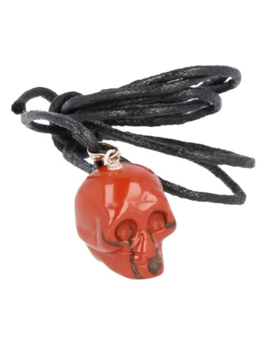 Jaspis rood schedelhanger aan koord