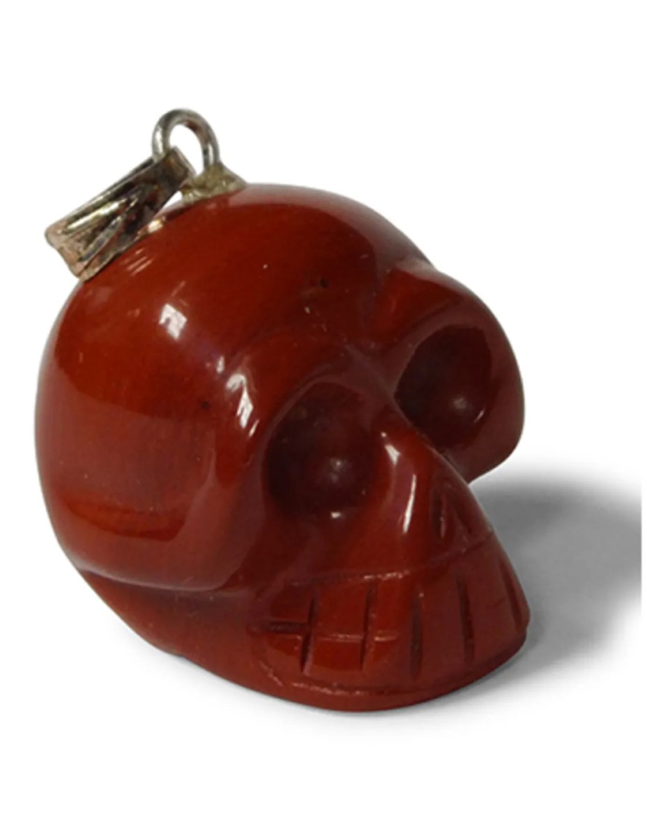 Jaspis rood schedelhanger aan koord - Afbeelding 2
