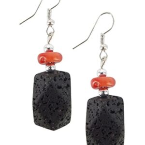 Lavasteen / Koraal oorbellen (imitatie)