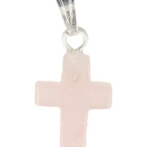 Roze kwarts kruis hanger 14 mm