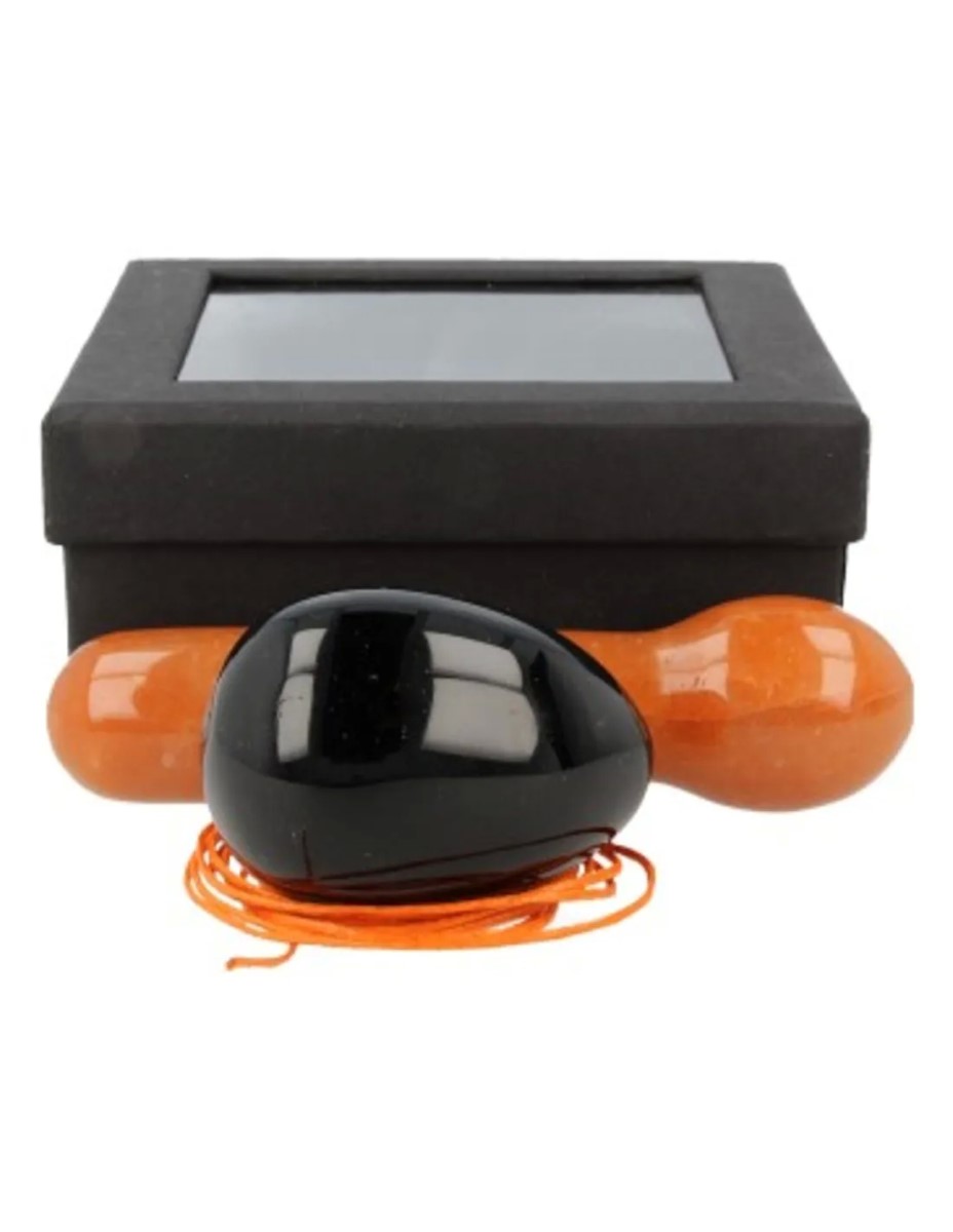 Yoni massage set Obsidiaan / Aventurijn oranje