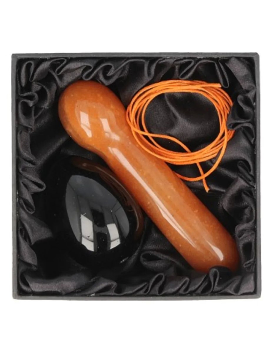 Yoni massage set Obsidiaan / Aventurijn oranje - Afbeelding 3