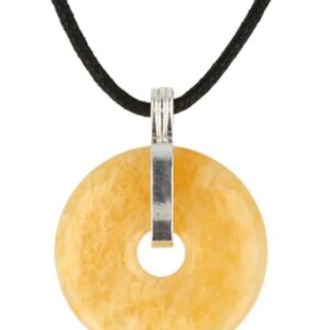 Calciet geel donuthanger 30 mm aan koord