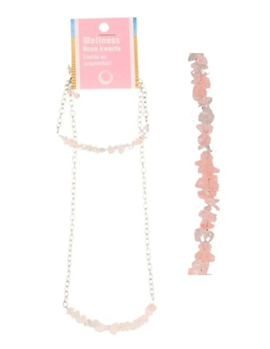 Roze kwarts bar sieraden combi - Afbeelding 2