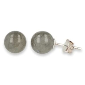 Labradoriet oorstekers zilver 8 mm