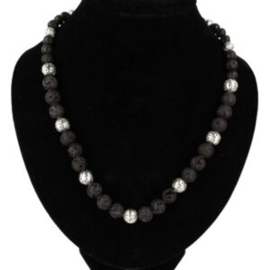 Lavasteen ketting 10 mm met tussenkraal