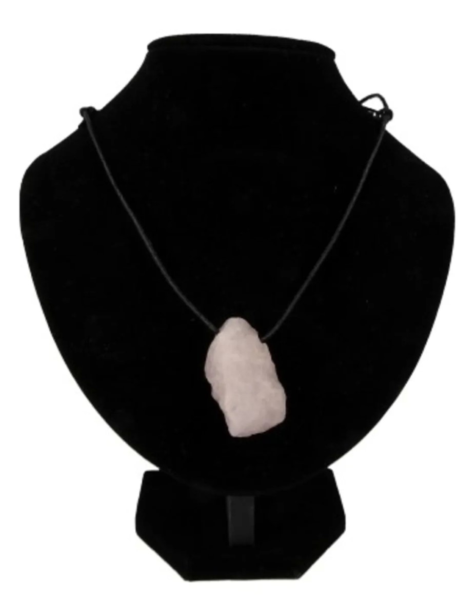 Roze kwarts ruwe hanger aan koord