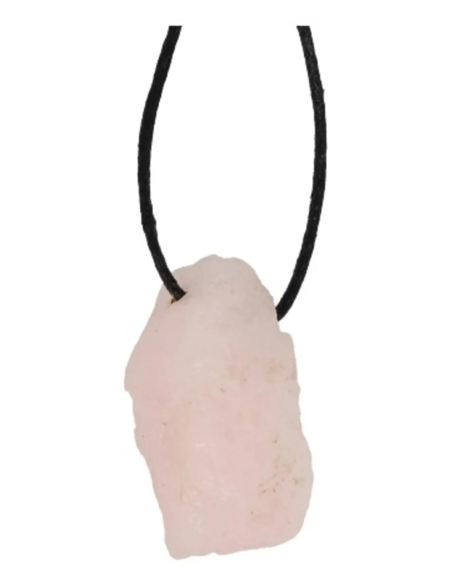 Roze kwarts ruwe hanger aan koord - Afbeelding 4