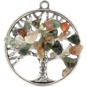 Agaat bont levensboom hanger 30 mm