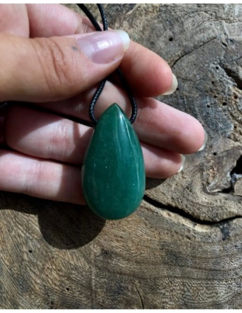 Aventurijn groen edelsteen druppel hanger - Afbeelding 5