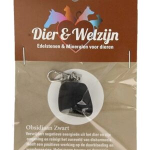 Obsidiaan zwart halsband hanger Dier & Welzijn
