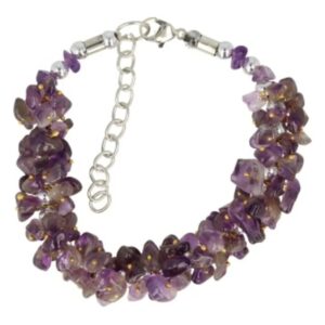 Amethist splitarmband cluster met sluiting