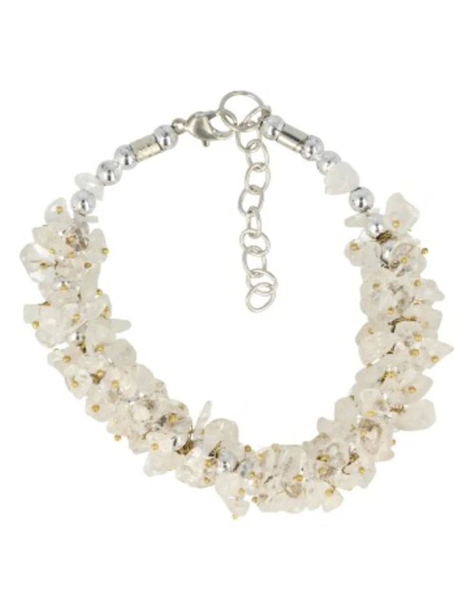 Bergkristal splitarmband cluster met sluiting