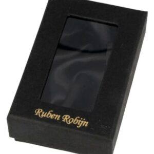 Verpakkingsdoosje zwart met raam 85 x 50 mm met logo