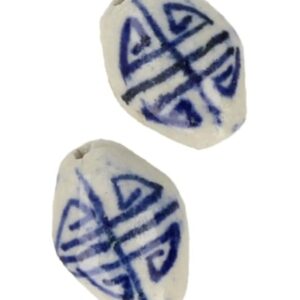 Delfts blauw 17 mm ovaal kraal - losse kraal