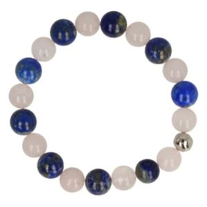Lapis Lazuli en Roze kwarts kralen armband mannen