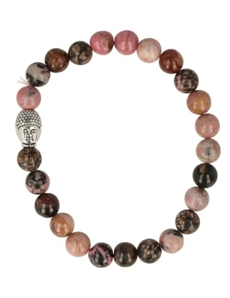 Rhodoniet kralen armband boeddha mannen