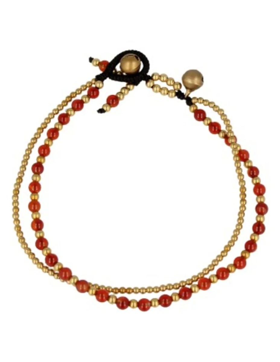 Carneool enkelbandje gipsy-stijl