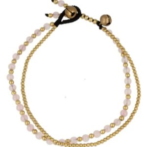 Rozenkwarts enkelbandje gipsy-stijl